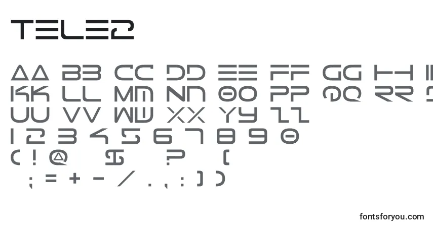 A fonte Tele2 – alfabeto, números, caracteres especiais