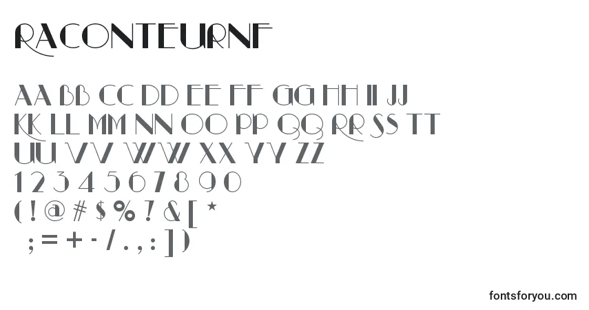 Schriftart Raconteurnf (87281) – Alphabet, Zahlen, spezielle Symbole
