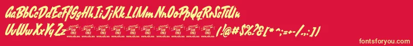 SouthafricanPersonaluse-Schriftart – Gelbe Schriften auf rotem Hintergrund
