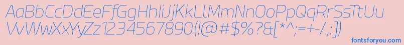 Fonte EsphimereThinItalic – fontes azuis em um fundo rosa