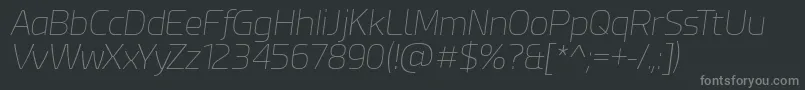 EsphimereThinItalic-fontti – harmaat kirjasimet mustalla taustalla