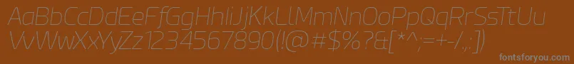 EsphimereThinItalic-fontti – harmaat kirjasimet ruskealla taustalla