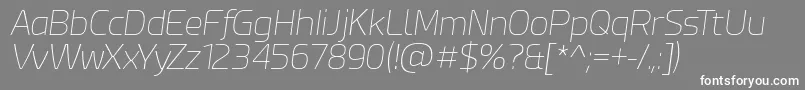 EsphimereThinItalic-fontti – valkoiset fontit harmaalla taustalla