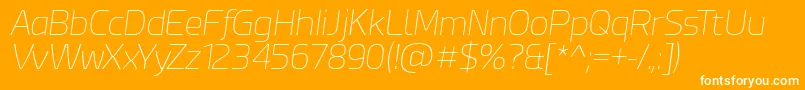 EsphimereThinItalic-fontti – valkoiset fontit oranssilla taustalla