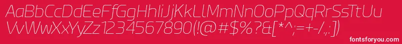 EsphimereThinItalic-fontti – valkoiset fontit punaisella taustalla
