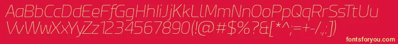 EsphimereThinItalic-fontti – keltaiset fontit punaisella taustalla