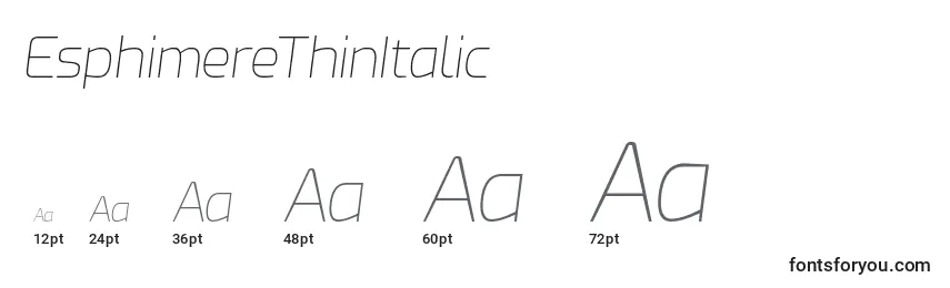 Размеры шрифта EsphimereThinItalic