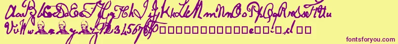 PapineauRegular Font – Purple Fonts on Yellow Background