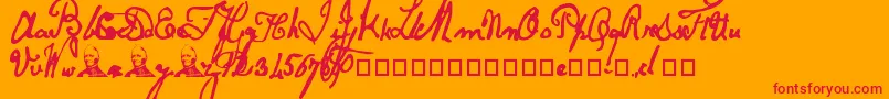 PapineauRegular-Schriftart – Rote Schriften auf orangefarbenem Hintergrund