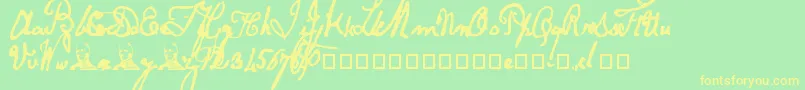 PapineauRegular Font – Yellow Fonts on Green Background