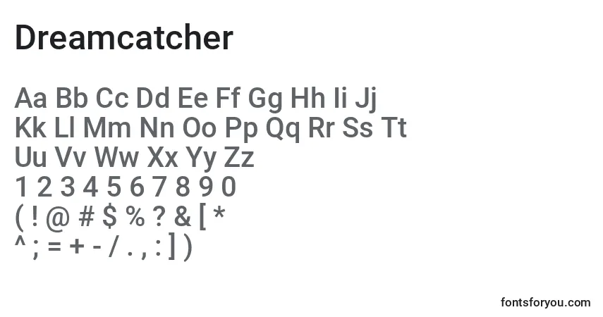 A fonte Dreamcatcher – alfabeto, números, caracteres especiais