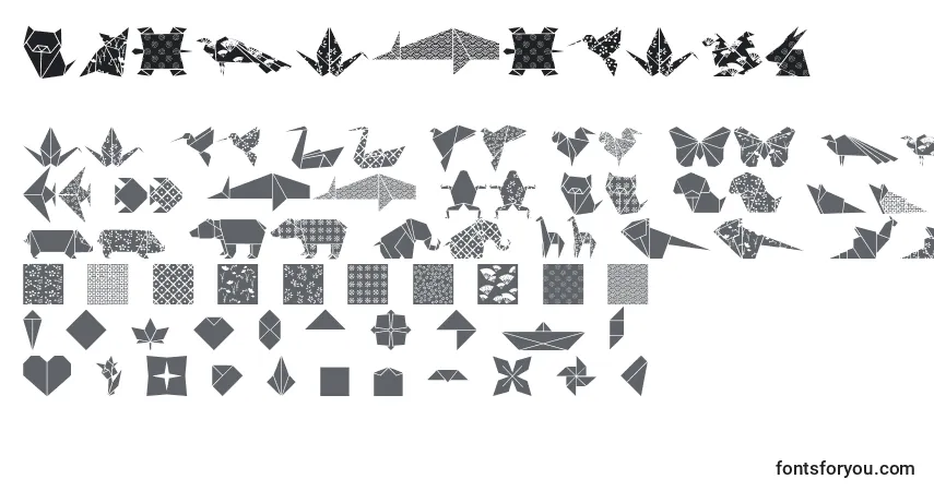 Schriftart Origamibats – Alphabet, Zahlen, spezielle Symbole