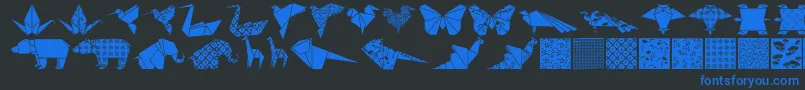フォントOrigamibats – 黒い背景に青い文字