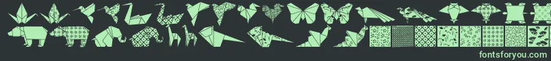 Czcionka Origamibats – zielone czcionki na czarnym tle