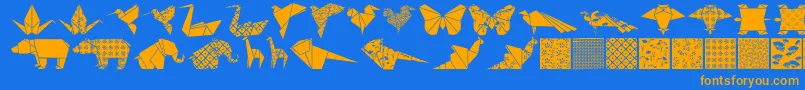 Czcionka Origamibats – pomarańczowe czcionki na niebieskim tle