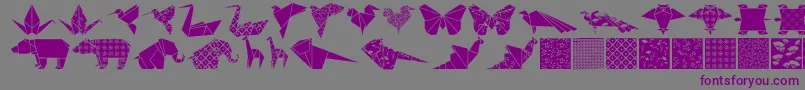 フォントOrigamibats – 紫色のフォント、灰色の背景