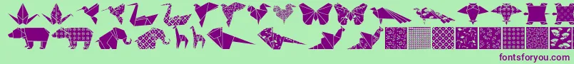 Saiba mais sobre a fonte Origamibats Fonte Origamibats – fontes roxas em um fundo verde