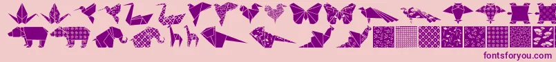 Czcionka Origamibats – fioletowe czcionki na różowym tle