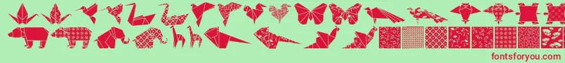 fuente Origamibats – Fuentes Rojas Sobre Fondo Verde