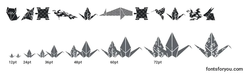 Größen der Schriftart Origamibats
