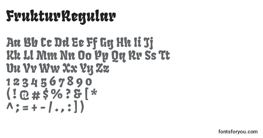 A fonte FrukturRegular – alfabeto, números, caracteres especiais