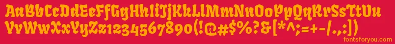 フォントFrukturRegular – 赤い背景にオレンジの文字