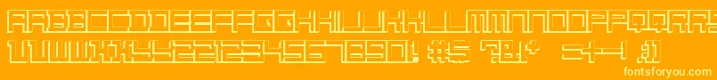 Konstructiv3DDker Font – Yellow Fonts on Orange Background