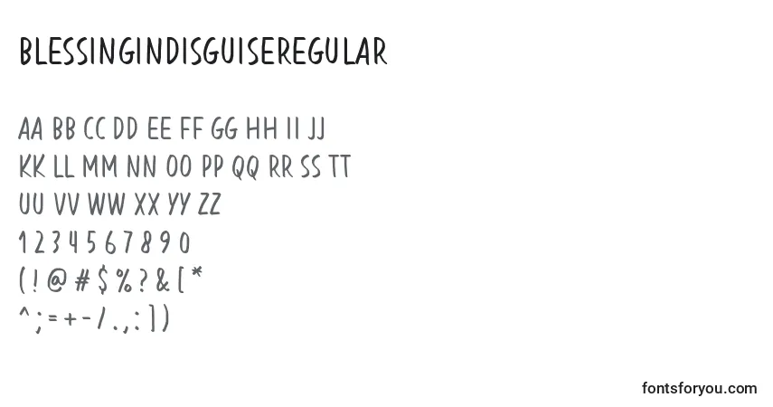 Czcionka BlessingInDisguiseRegular – alfabet, cyfry, specjalne znaki