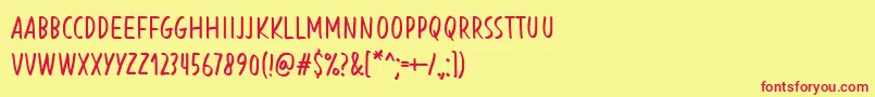 BlessingInDisguiseRegular Font – Red Fonts on Yellow Background