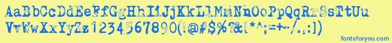 WhyDoWeBlinkSoFrequentlyJungle Font – Blue Fonts on Yellow Background