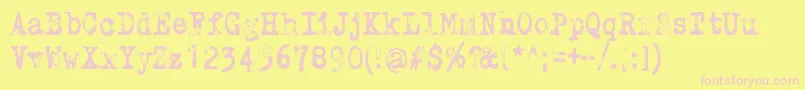 WhyDoWeBlinkSoFrequentlyJungle-Schriftart – Rosa Schriften auf gelbem Hintergrund