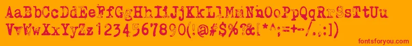 WhyDoWeBlinkSoFrequentlyJungle Font – Red Fonts on Orange Background