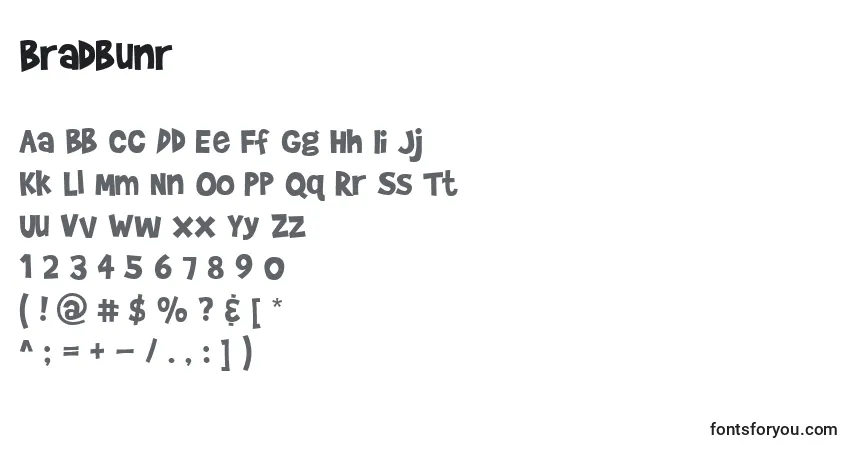 Fuente Bradbunr - alfabeto, números, caracteres especiales