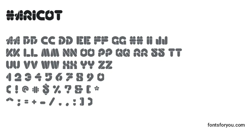 characters of haricot font, letter of haricot font, alphabet of  haricot font