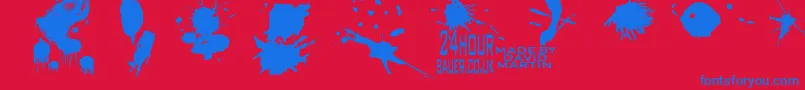 Splat-Schriftart – Blaue Schriften auf rotem Hintergrund