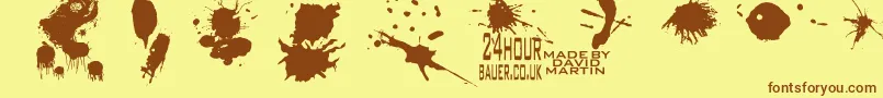 Splat-Schriftart – Braune Schriften auf gelbem Hintergrund