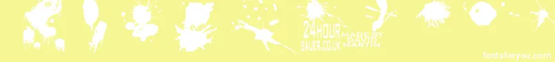Splat-Schriftart – Weiße Schriften auf gelbem Hintergrund