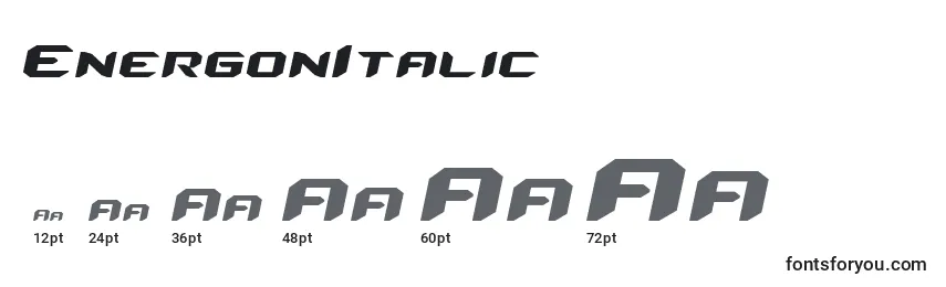 Размеры шрифта EnergonItalic