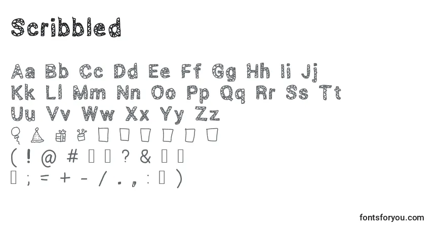 Schriftart Scribbled – Alphabet, Zahlen, spezielle Symbole