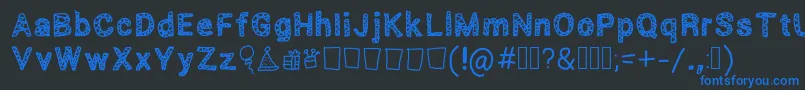 Scribbled Font – Blue Fonts on Black Background