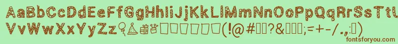 Scribbled-fontti – ruskeat fontit vihreällä taustalla