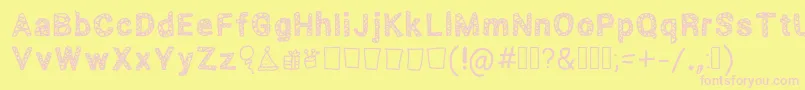 Scribbled-Schriftart – Rosa Schriften auf gelbem Hintergrund