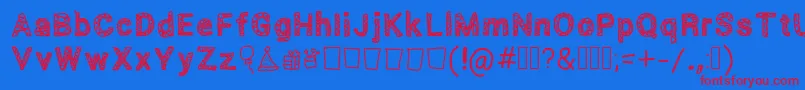 Scribbled Font – Red Fonts on Blue Background