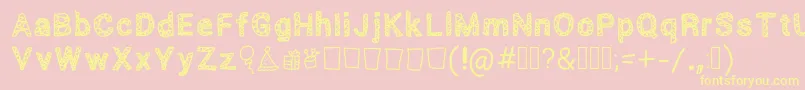 Scribbled-fontti – keltaiset fontit vaaleanpunaisella taustalla