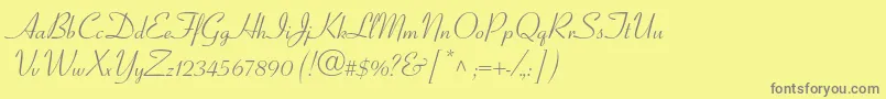 CoronetltstdRegular-fontti – harmaat kirjasimet keltaisella taustalla