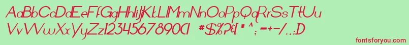 Arrivalsanddeparturesbolditalic Font – Red Fonts on Green Background