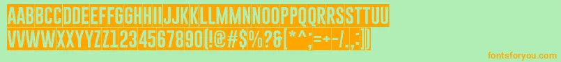 Fonte GoboldBlockyRegular – fontes laranjas em um fundo verde