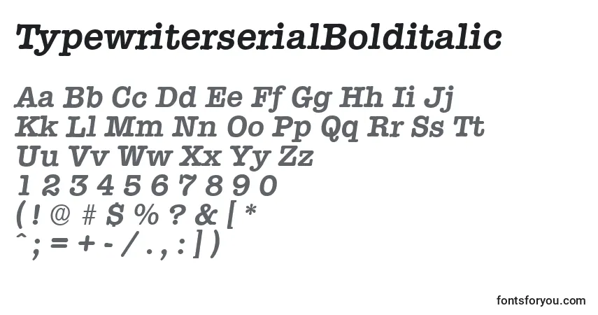 Czcionka TypewriterserialBolditalic – alfabet, cyfry, specjalne znaki