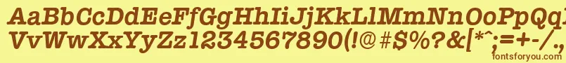 TypewriterserialBolditalic Font – Brown Fonts on Yellow Background