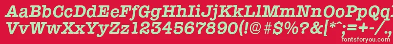 TypewriterserialBolditalic Font – Green Fonts on Red Background